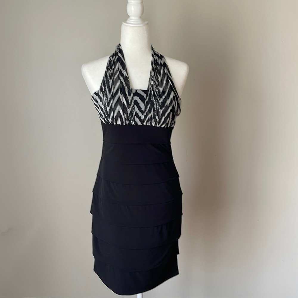 Little black dress with zebra accent enfocus studio size 6 bandage style